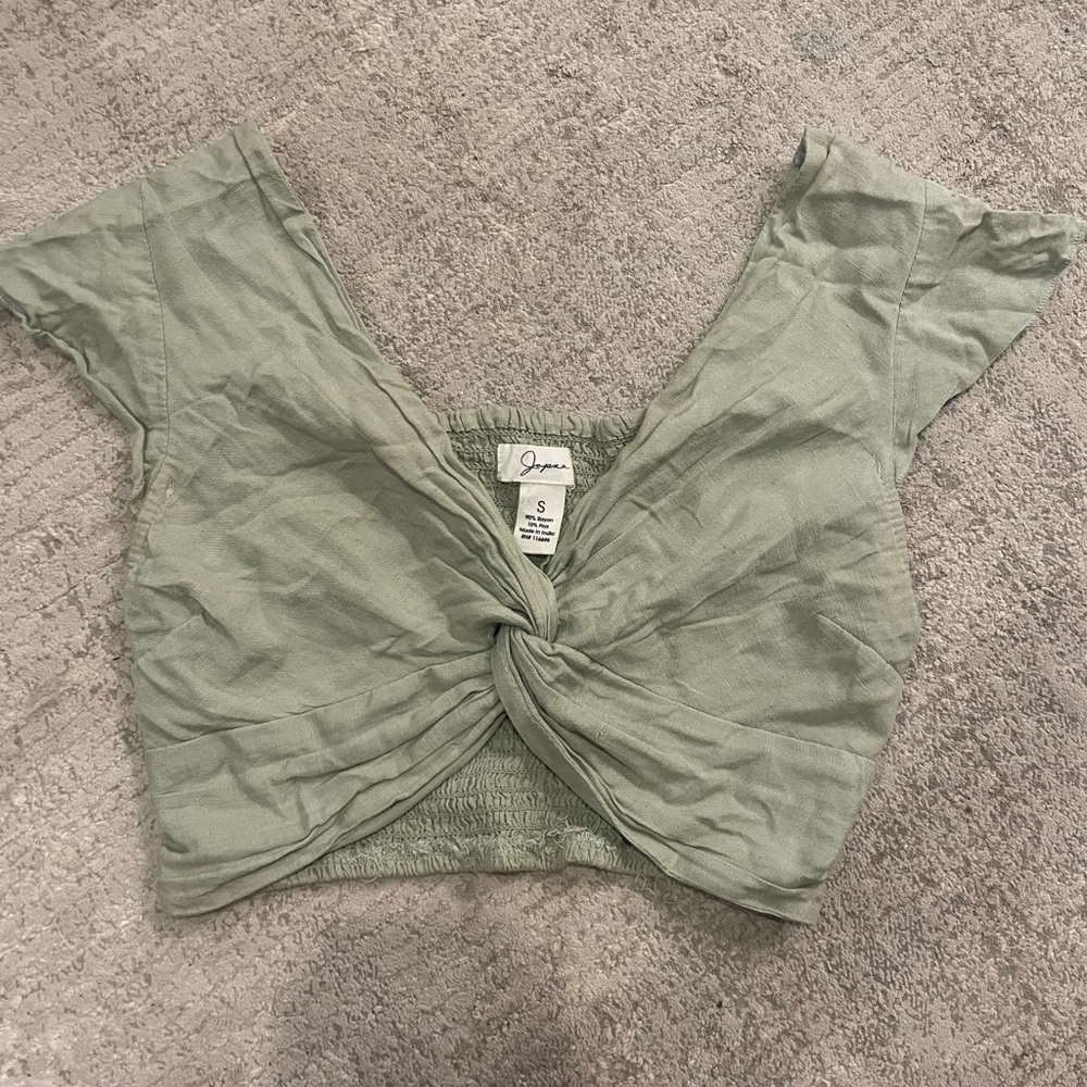 Green Twist Front Crop Top